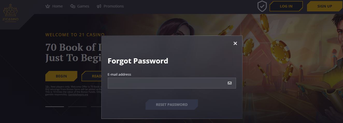 Reset your forgotten password by entering your email address