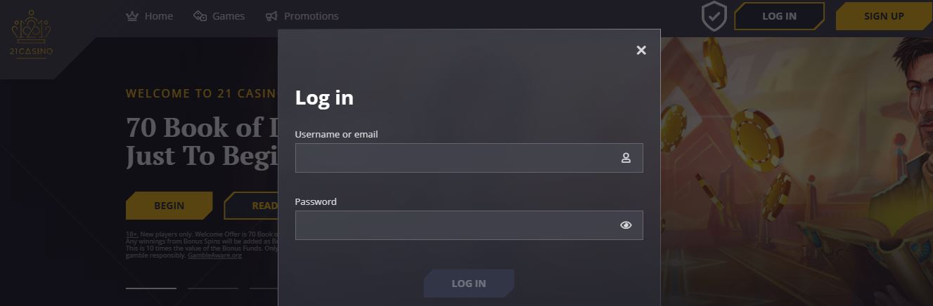 Log in to your account using your username or email and password 